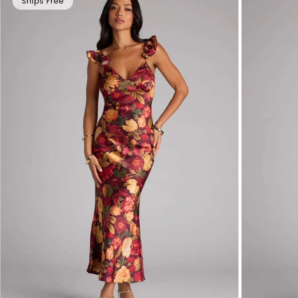 Windsor Floral Maxi Dress - Red and Gold